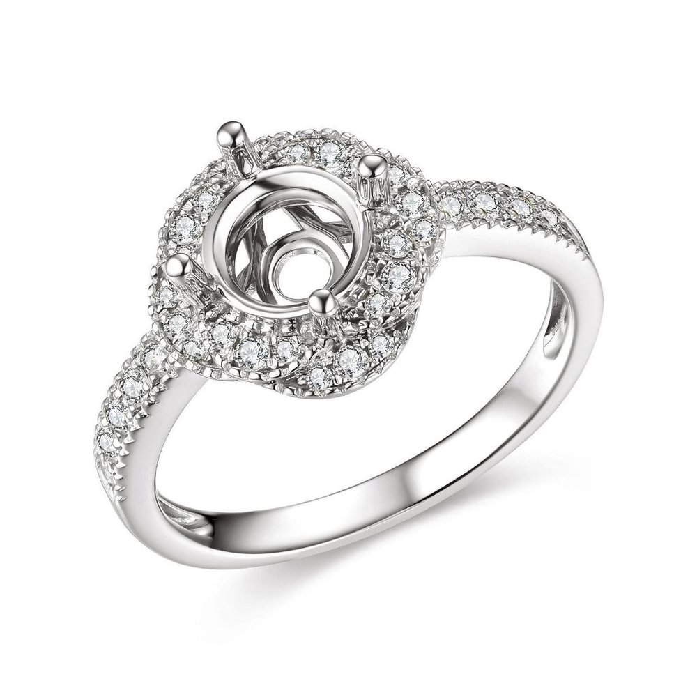 Halo Diamond Engagement Wedding Ring White Gold
